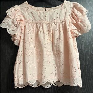 Elegant Pink Eyelet Blouse